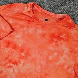 Lululemon Metal Vent Tech Short Sleeve Shirt Orange Tie Dye Mens Size Large